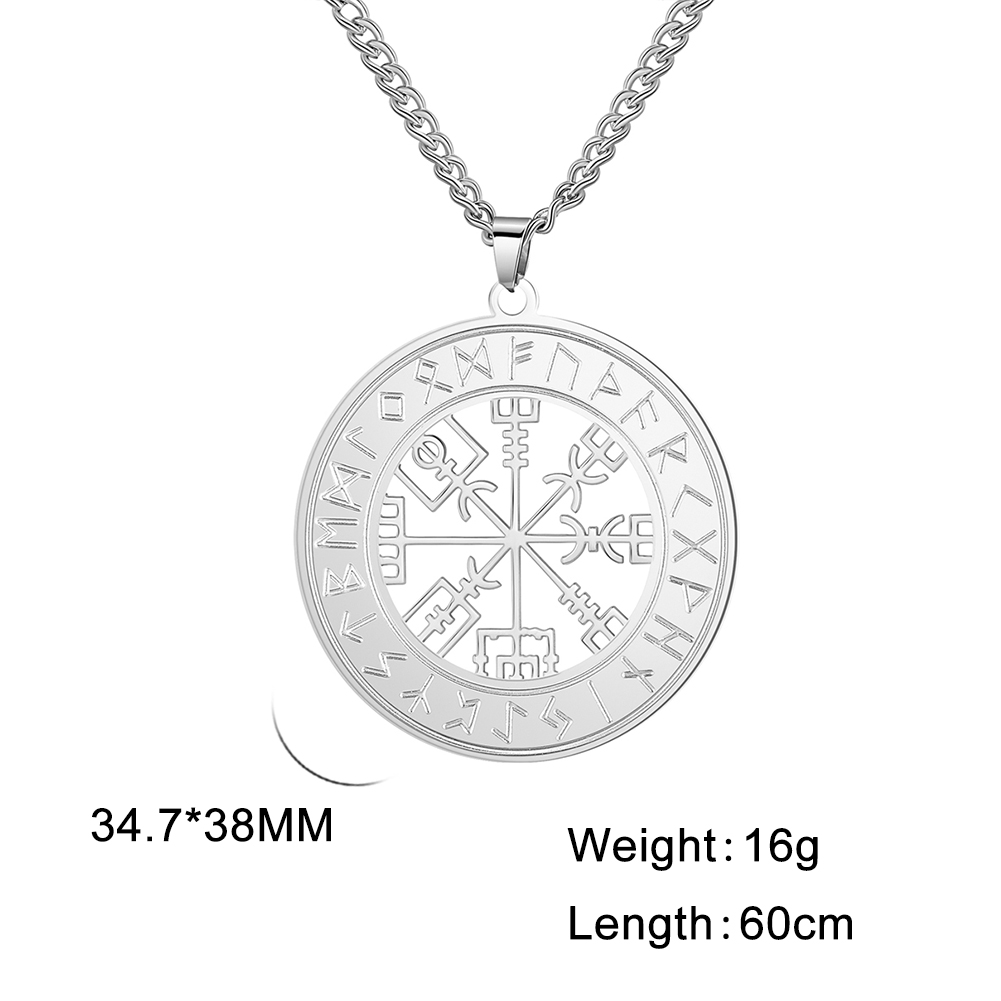 Jeshayuan Nordic Rune Aegishjalmur Pendant Necklace Nordic Mysterious Nergy Symbol Viking Jewelry