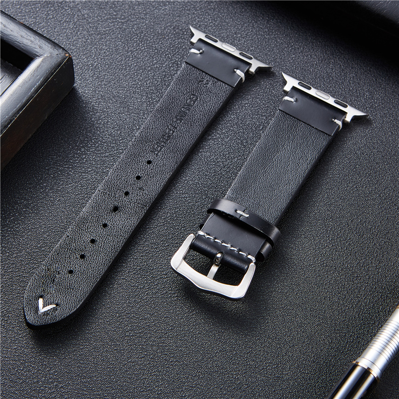 Oil Wax Cowhide Leather Strap for Apple Series 8 7 6 5 4 3 SE Watch Bracelet 38mm 40mm 41mm 42mm 44mm 45mm Watchbands for iwatch