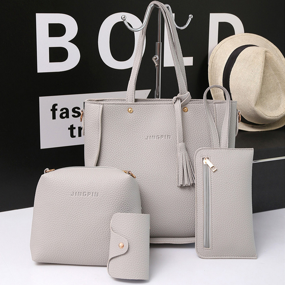 4Pcs/set Fashion Ladies Shoulder Bags Solid PU Leather Crossbody Women Bag Set Elegant Classic All Match Purse Bag 2023 Hot Sale