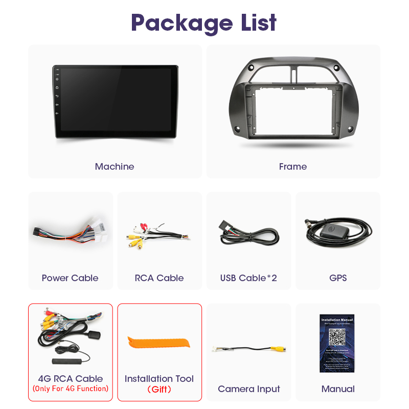 2 Din Android 12 Car Radio For Toyota RAV4 Rav 4 2001 - 2006 Multimedia Video Player GPS 4G Carplay Auto Stereo QLED Head Unit
