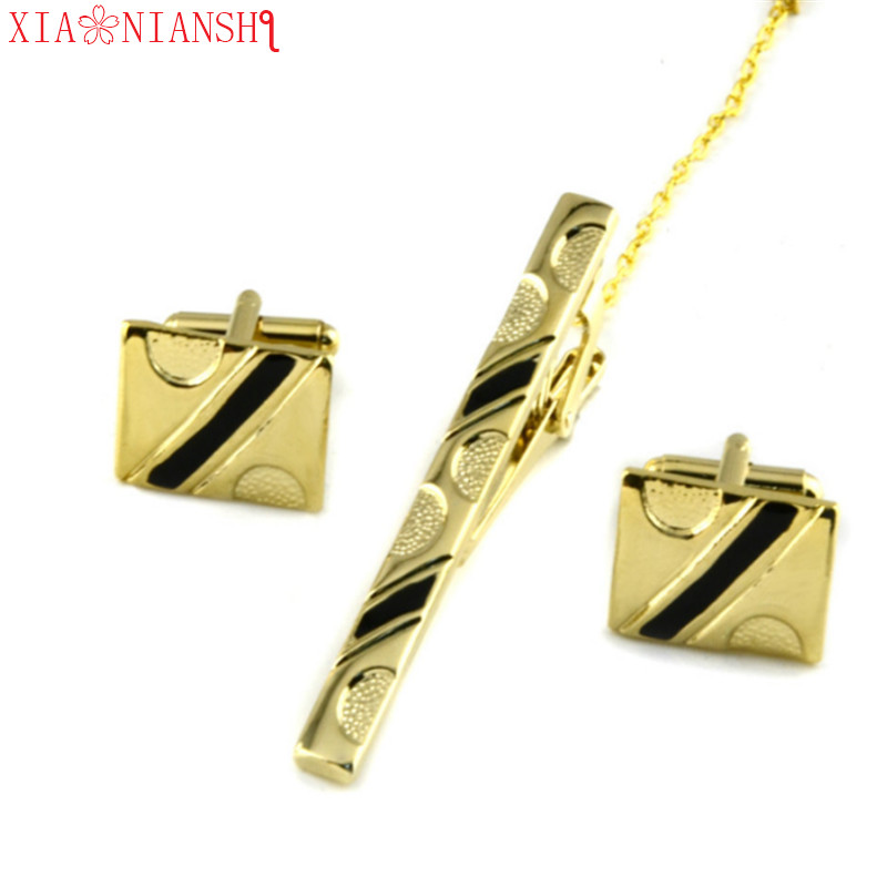 XIAONIANSHI Luxury Stylish Cufflinks Tie Clip Set Tie Bar Hot Sale Super Quality Cuff Links Tie Pin Set cuffs gemelos tie clip