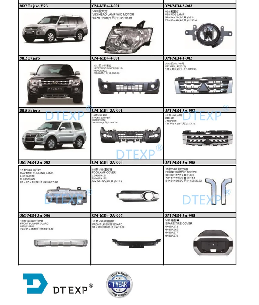1 Piece or 2 6400A585 2007-2019 V97 Fog Lamp Cover for Pajero V93 Front Lamp Cover for Montero V98 V87 Not for L200