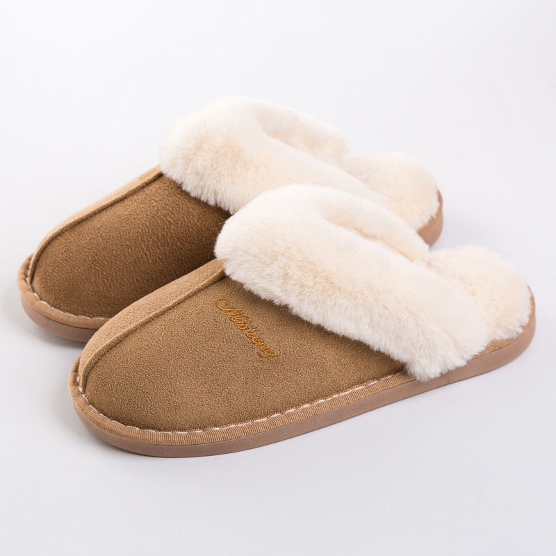 2020 Faux Suede Home Women Full Fur Slippers Winter Warm Plush Bedroom Non-slip Couples Shoes Indoor Ladies Furry Slipper 4 ry