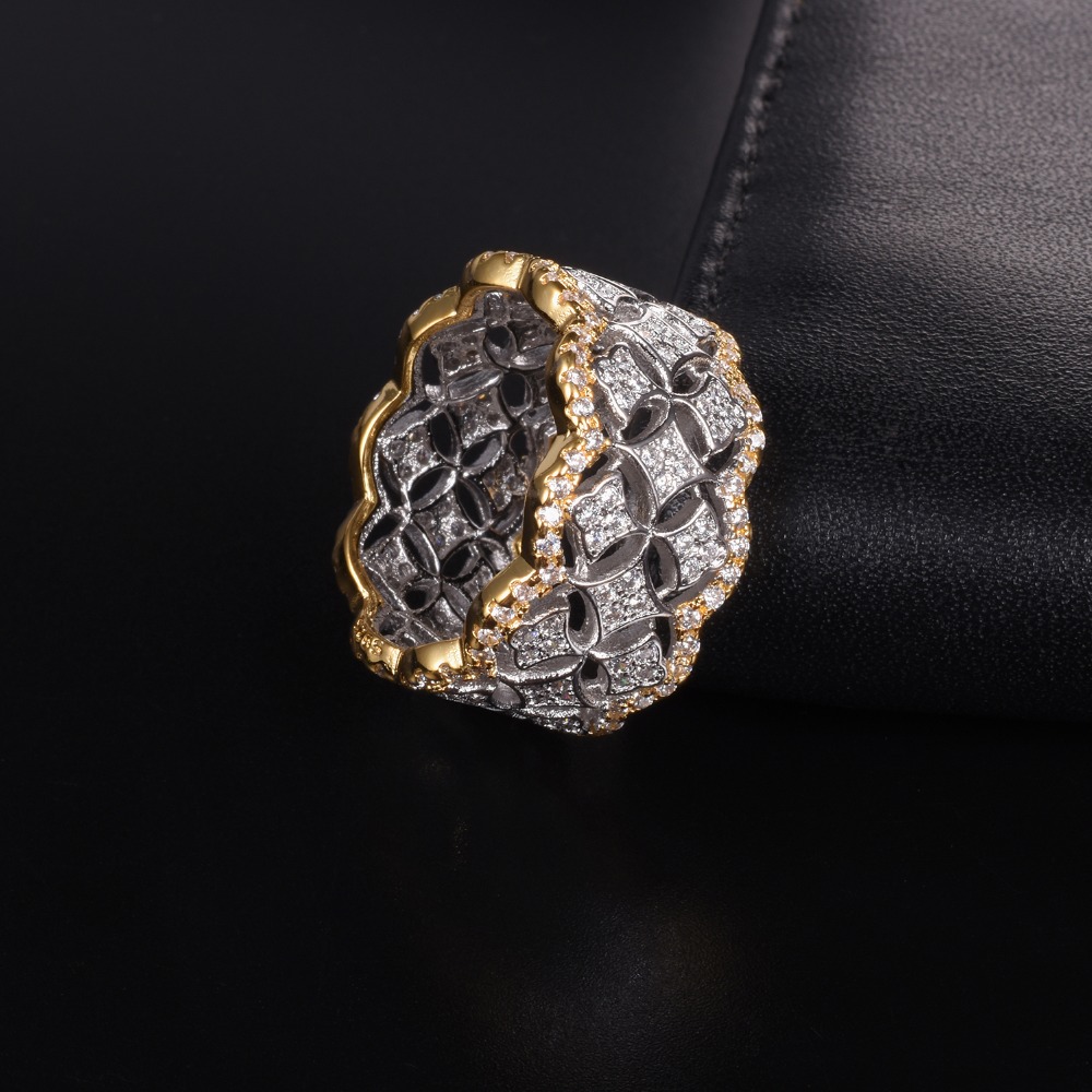 Wedding Ring Jewelry Pave 256pcs Simulated DIAMOND CZ RINGS white sapphire 925 Sterling silver & gold for Women gift Size 5-11