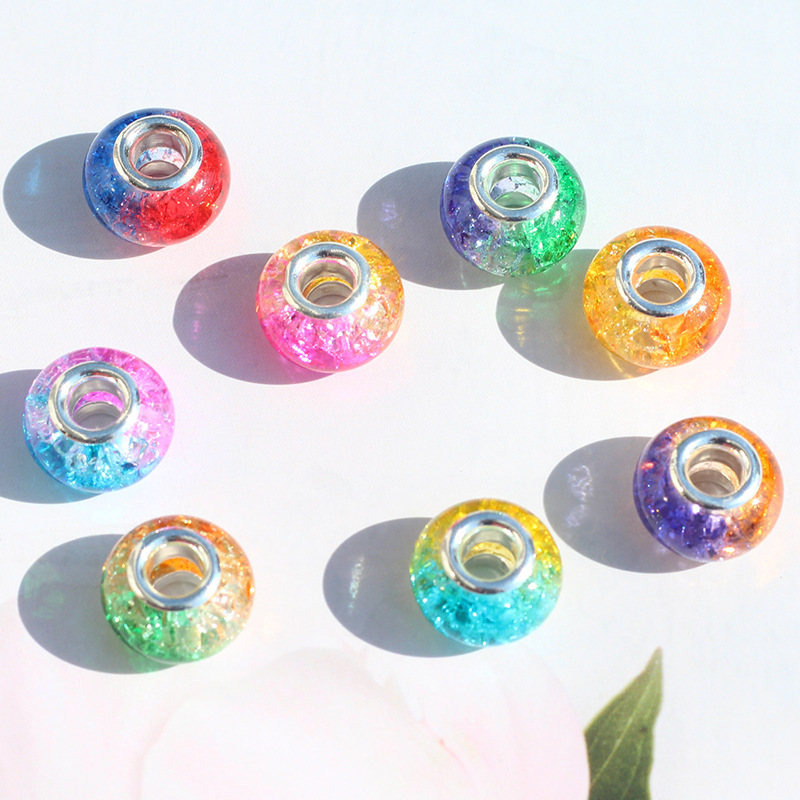 20pcs 14mm Colorful Bulk Resin European Beads Large Hole Loose Spacer Bead for Jewlery DIY Bracelet Necklace Making