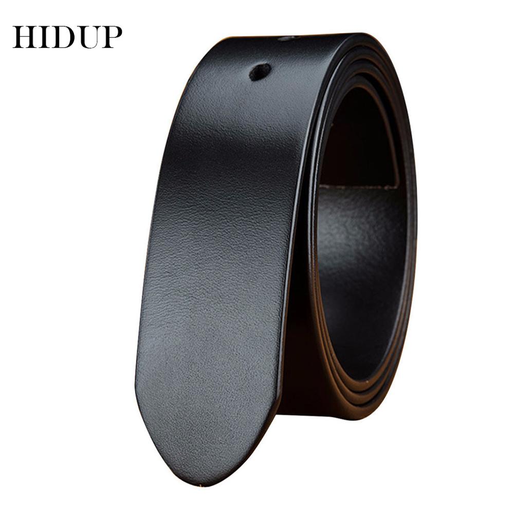 HIDUP Top Quality Pure Solid Cowhide Leather for Pin Smooth Belts Men Cow Strap Vintage Belts 38mm Width Without Buckle NWJ627