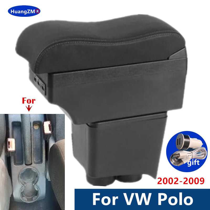 For Volkswagen Polo Armrest box For VW Polo 9N 3 Car Armrest box 2002-2009 Retrofit parts Storage box car Interior accessories