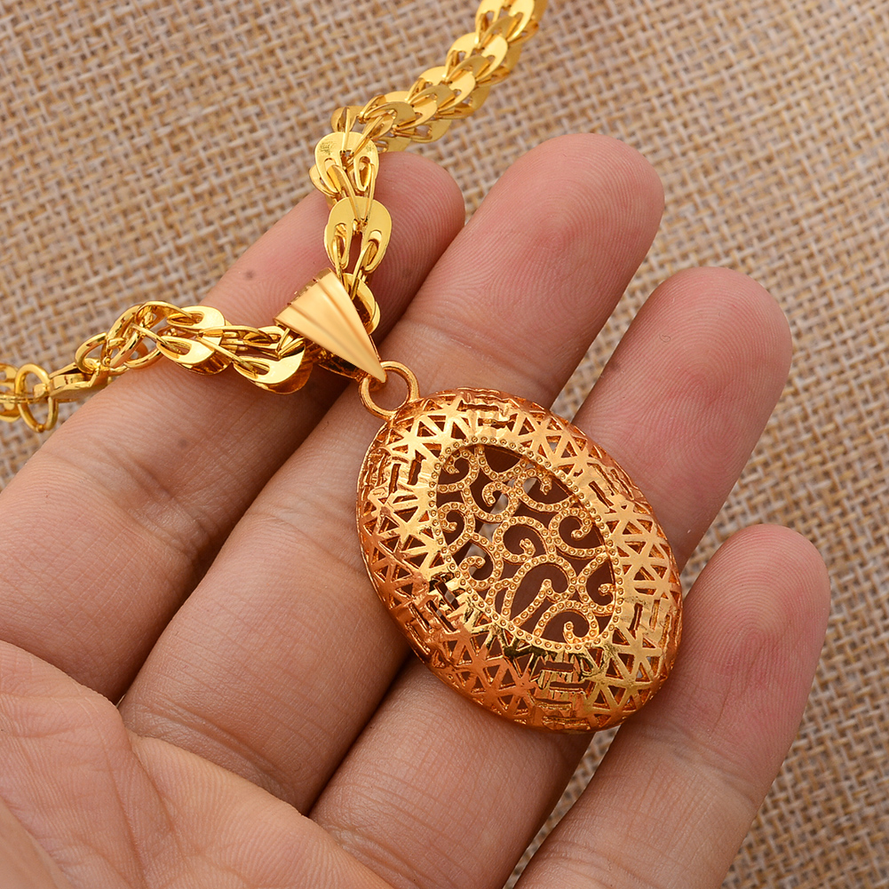 24K Jewelry sets wedding gold color for women African bridal gifts Women's necklace earrings pendants jewellery set wholesale