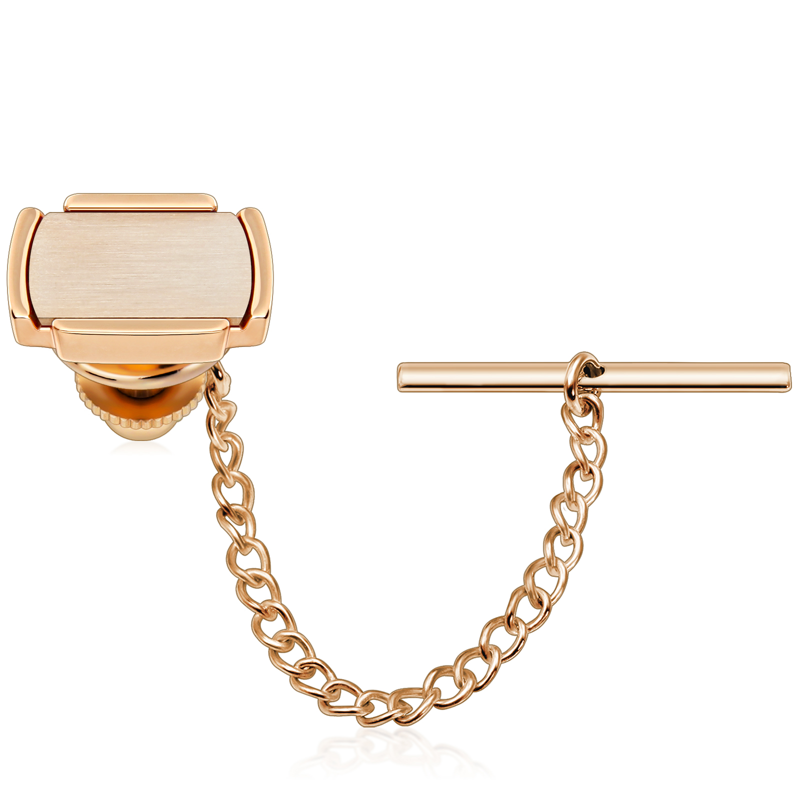 HAWSON Fashionable Metal Tie Tack/Pin with Safety Chain Golden Matte Metal Clutch Back Men's Jewelry Gift for Men