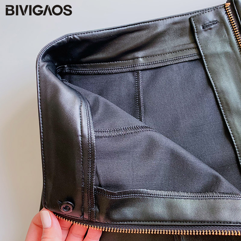 BIVIGAOS New Women's Large Ring Zipper PU Leather Skirt A-line Black High Waist Skirt Women Gothic Mini Skirt