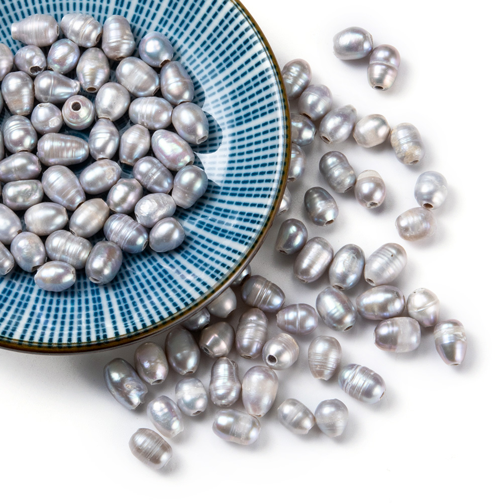 100Pcs 7-10mm Natural Cultured Freshwater Pearl Oval Large Hole Pearl Loose Beads For Bracelet Necklace DIY Craft Jewelry Making
