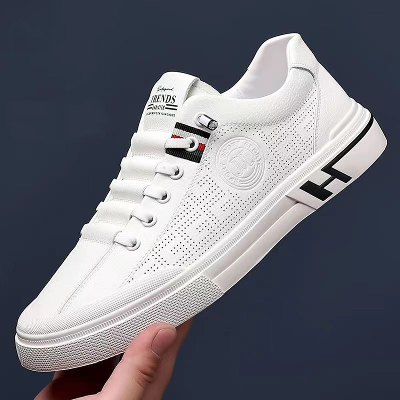 Men Shoes New Embossed Breathable Athleisure Style Trend Versatile White Shoes Comfortable White Free shipping
