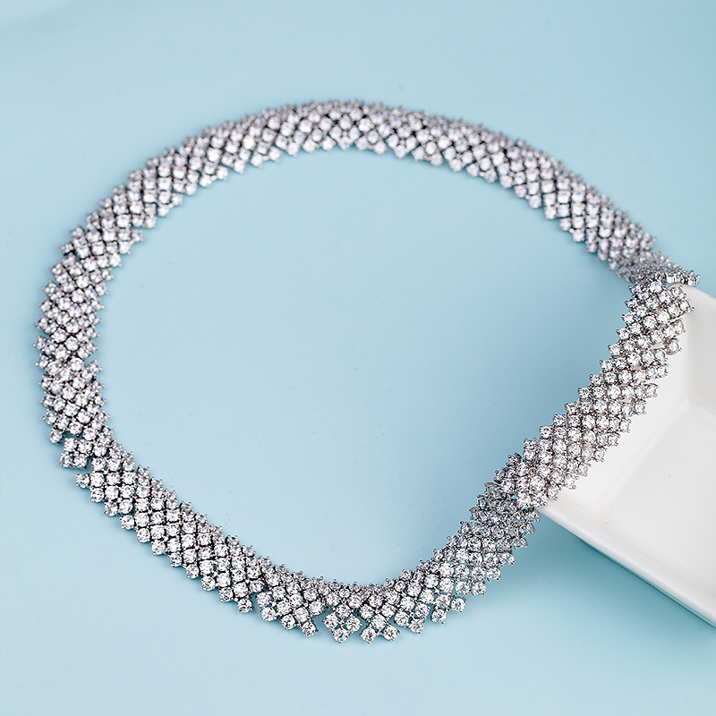 LUOTEEMI New Luxuries Delicate Full CZ Stone Micro Paved Sparkling Crystal Wedding Jewelry Choker Collars for Women Bridal