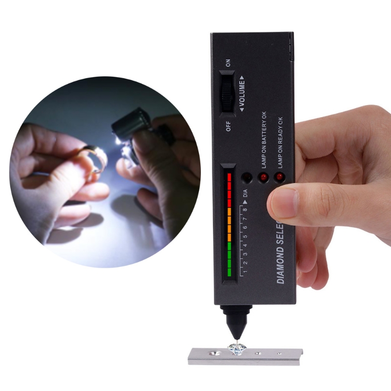 2-in 1 Portable Diamond Tester Pen with 60X LED Lighted Loupe Microscope Magnifying Glasses Kit Combo Jeweler Tool Kit
