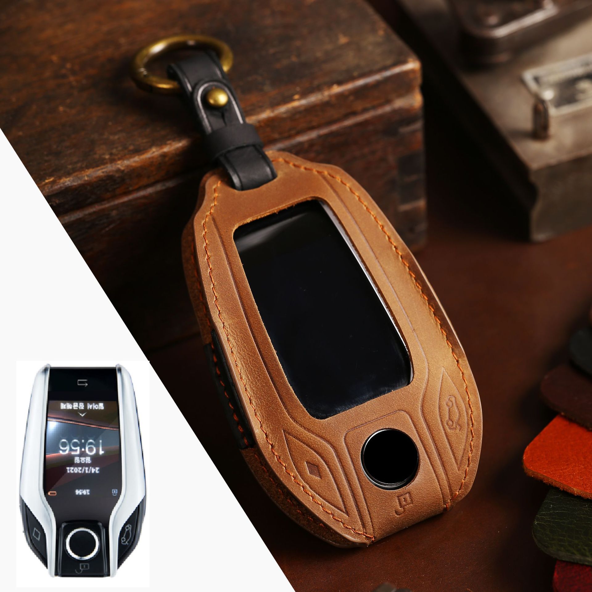 Genuine Leather Key Skin Car LED Display Key Cover Key Case for BMW 5 7 series G11 G12 G30 G31 G32 i8 I12 I15 G01 X3 G02 X4 G05