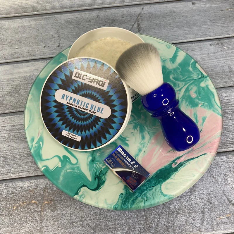 Yaqi 24mm Arctic Sky Deep Blue Handle mens Shaving Brush Beard Brush