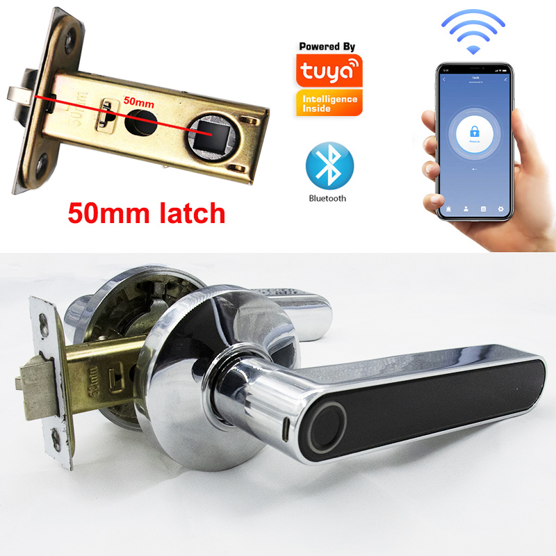 50mm Bolt Included Tuya Smart Bluetooth Lock Code Handle Lock Biometric Fingerprint Electronic Door Lock Swing Door Lock