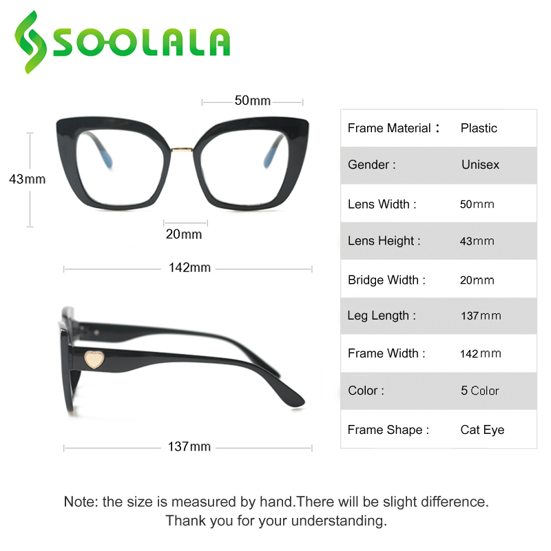 SOOLALA Anti Blue Light Cat Eye Reading Glasses with Heart Arms Women Hyperopia Presbyopia Eyeglasses +1.0 1.25 1.5 1.75 to 4.0