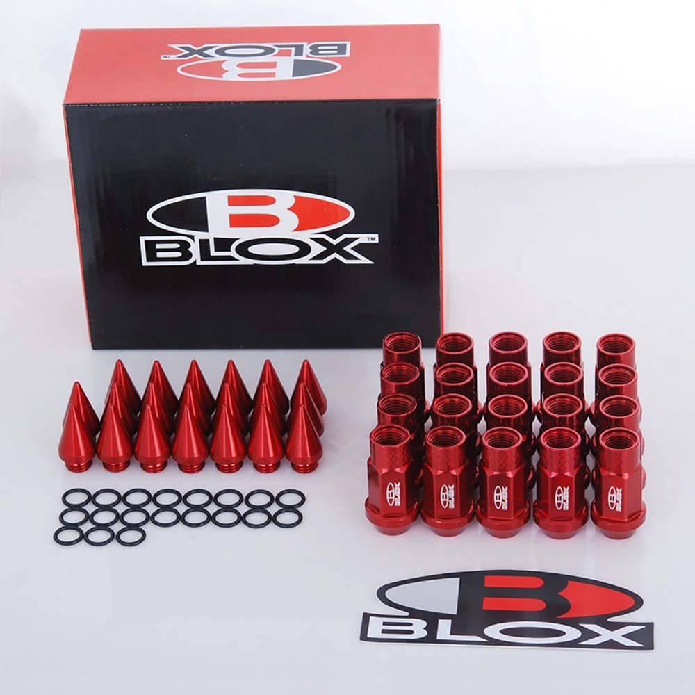 Blox Racing 20Pcs M12X1.5 / M12X1.25 Aluminium 50MM Extended Tuner Wheels Rims Lug Nuts with Spikes Spear Tip Jdm AF-BLOX750DJT