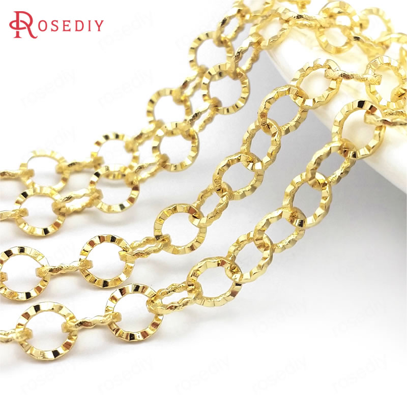 24K Gold Color Brass Long Oval Shape Special Link Necklace Chains Bracelets Jewelry Chains Jewelry Making Supplies Findings