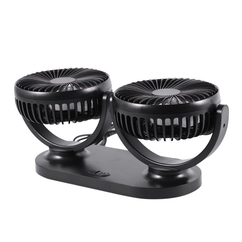 Portable 12V 360 Degree All-Round Adjustable Car Auto Air Cooling Dual Head Fan Low Noise Car Auto Cooling Air Fan Car Accessor