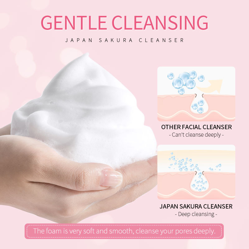 LAlKOU Japan Sakura Gentle Cleansing Facial Cleanser Shrink Pores Deep Clean Oil Control Moisturizing Skin Care 100ML