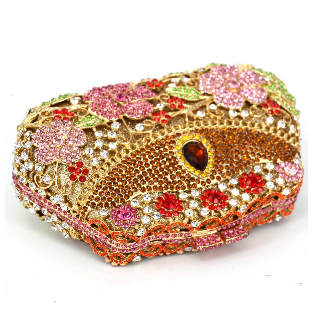 KHNMEET Golden Luxury crystal handcraft rhinestone evening bag soiree sac pochette femme women party purse Clutch Bag SC118