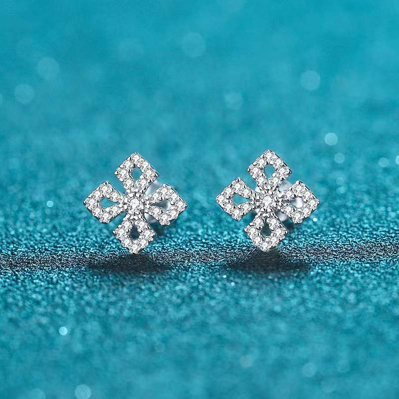 Trendy 925 Sterling Silver 9mm Freshwater Pearl Moissanite Drop Earrings for Women Platinum Plated Dangle Earrings Gift Jewelry