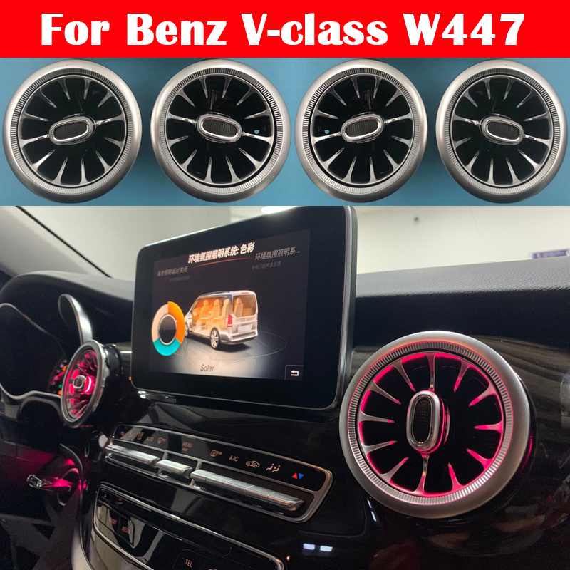 3/64-color Car Synchronous Original Atmosphere Lamp For Benz V-class W447 Ambient Light V260 LED Air Vent Turbine Nozzle