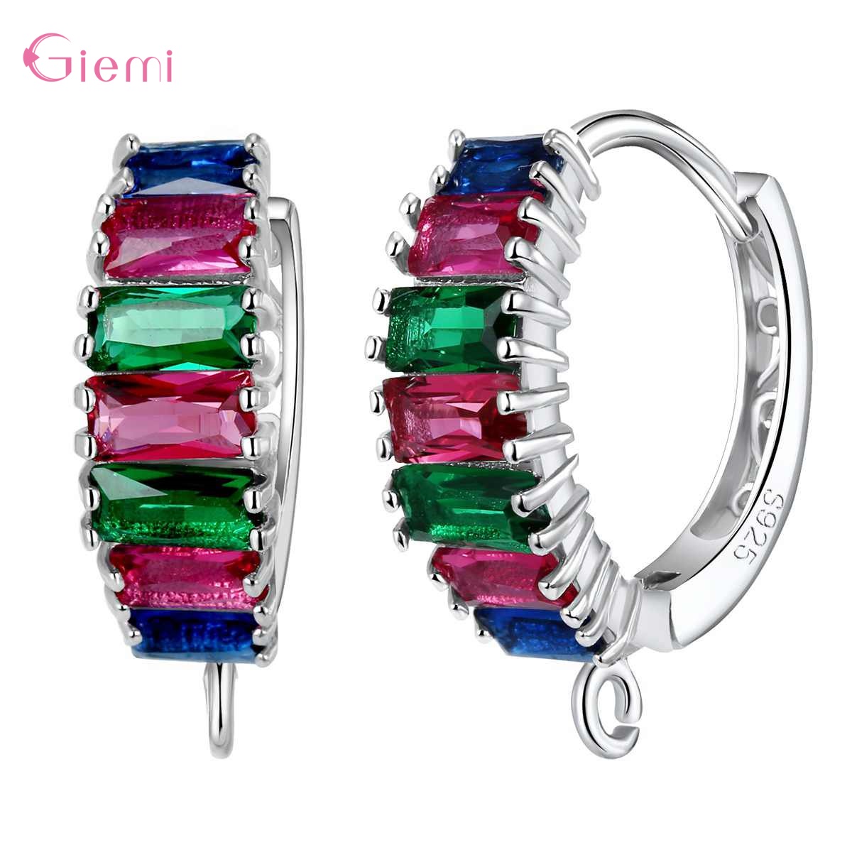 Luxury 925 Sterling Silver Cubic Zirconia Earrings Hoop Hook Clasp for DIY Jewelry Making Earring Findings Accessories