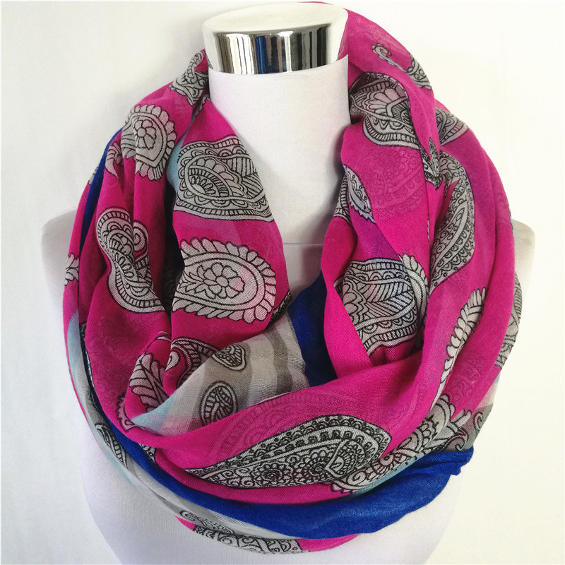 Hot sale women loop scarf infinity Scarf Female floral Print Cashew flowers ring Scarves animal bird circle Shawl Wrap