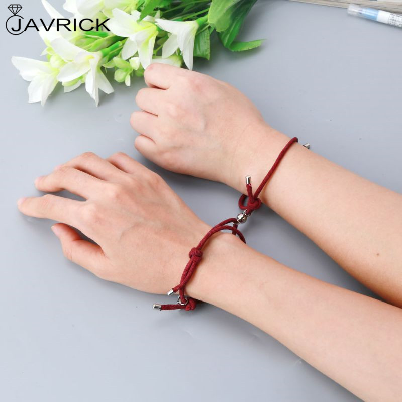 Minimalist Lovers Matching Friendship Bracelet Rope Braided Couple Magnetic Distance Bracelet Kit Lover Jewelry 2Pcs