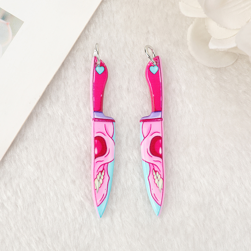 10 Pcs Halloween Charms Spooky Ghost Knife Flatback Acrylic Jewlery Findings For Earrings Keychain Pendants Diy Making