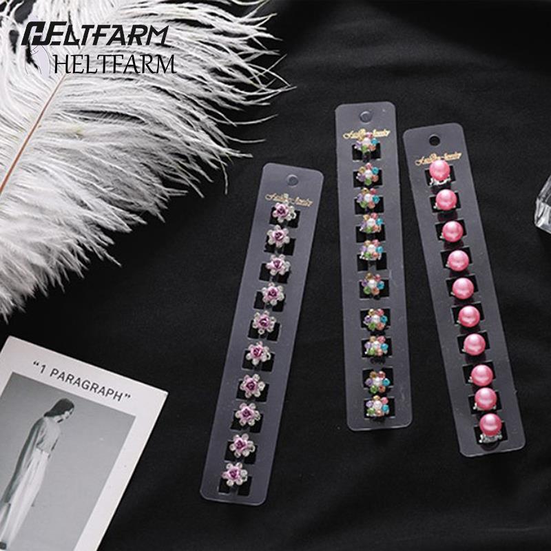 10 Pcs Flower Hairpins Clips Mini Crystal Rhinestone Hair Claws Crab For Kids Girl Barrettes Hairgrip Hair Accessories Headband
