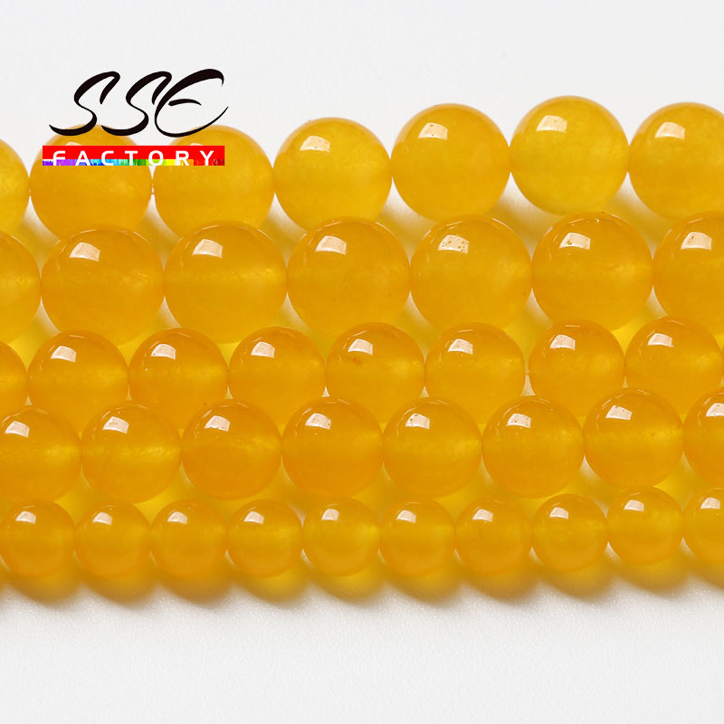 Natural Yellow Jades Beads Stone Round Loose Beads For Jewelry Making DIY Bracelet Necklaces Accessories 4 6 8 10 12mm 15"strand