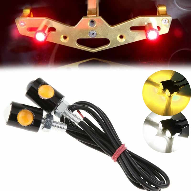 2Pcs LED Motorcycle Signal Lamp Super Bright LED Number License Plate Light Mini Turn Signal Rear Light Brake Fog Lamp Bulb
