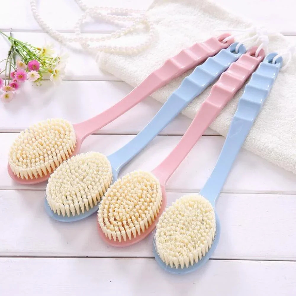Soft Body Scrubber Shower Exfoliating Scrubs Long Handle Bath Brush Exfoliator Skin Massager Cleaning Brush Bathroom Accessories 240624