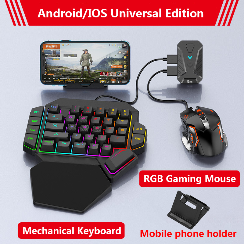 PUBG Gaming Keyboard Mouse Combo Mobile Keyboard and Mouse Converter Mobile Game Controller Mobile Stand for Android IOS IPad