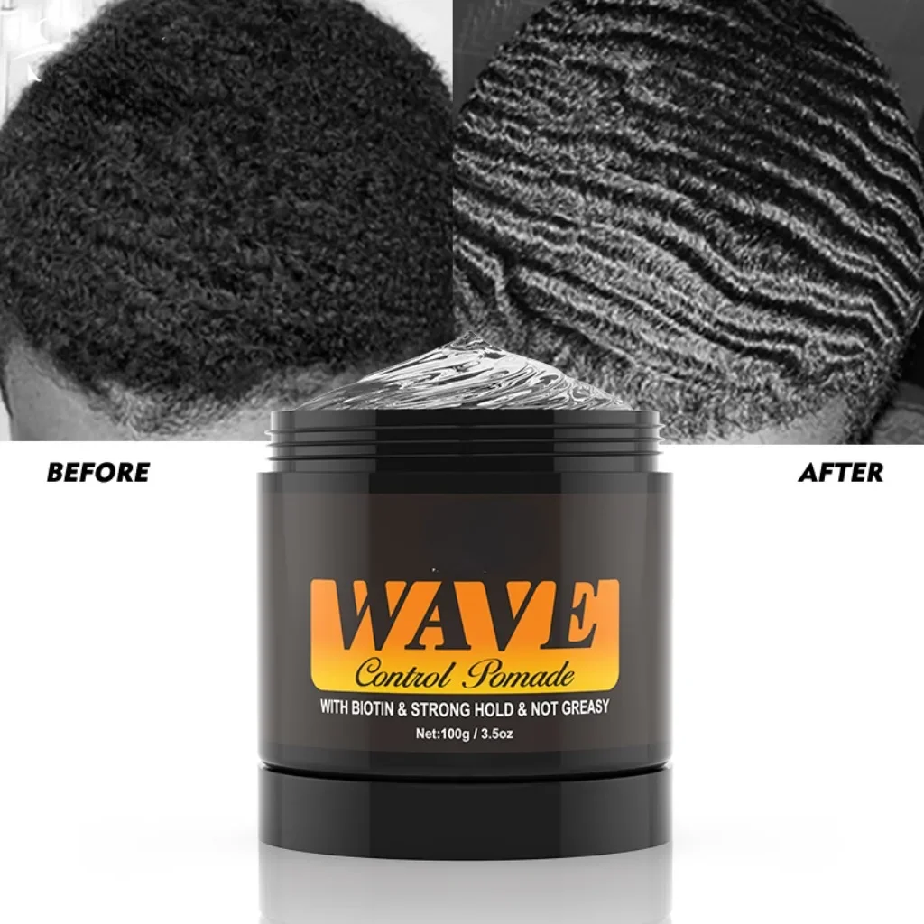 2024 Natural Wave Control for Black Men Strong Hold 360 Waves Layered Style Clay Wavy Grease Builder for Hair Silky Shine