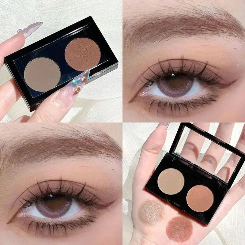 Taro Rose Tea Low Saturation Olive Skin Powder Brown Two-Color Eyeshadow Tray Monochrome Matte Pure Wind Earth Color 240624