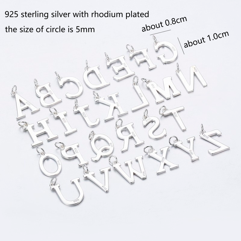 Real Pure 925 Sterling Silver Letters A-Z Initial Charms Pendant For Women Girls Pingente Undertale Gift For Friends Men Jewelry