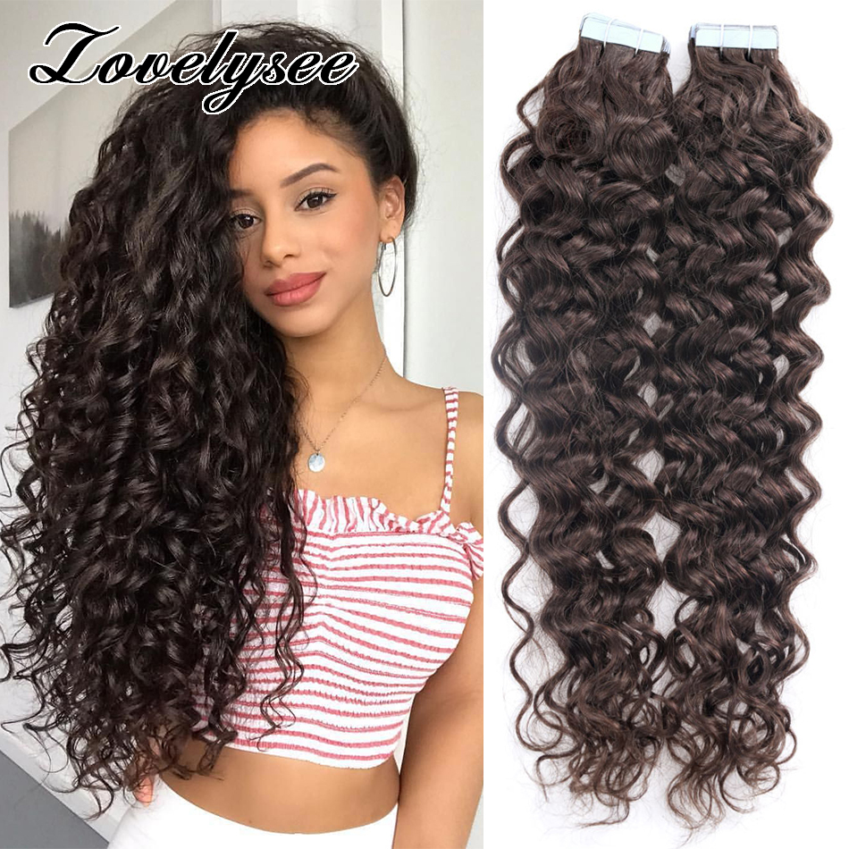 2.5g/pcs Water Wave Tape in Hair Extensions Human Hair for Women 100% Real Remy Hair Skin Weft Adhesive Invisible Tape Ins
