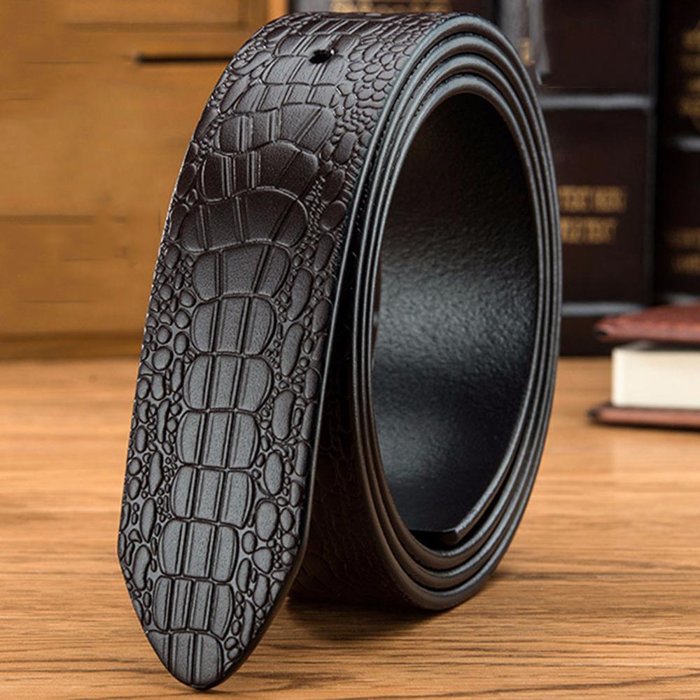 FAJARINA Quality Solid Cowhide Leather Crocodile Pattern Men Smooth & Pin Styles Belts Parties without Buckles 130cm N17FJ591-1