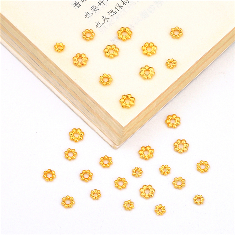 10Pcs 50Pcs18K Gold Copper Metal Beads Flower Cap Connectors for DIY Earrings Bracelet Necklace Making Jewelry Findings