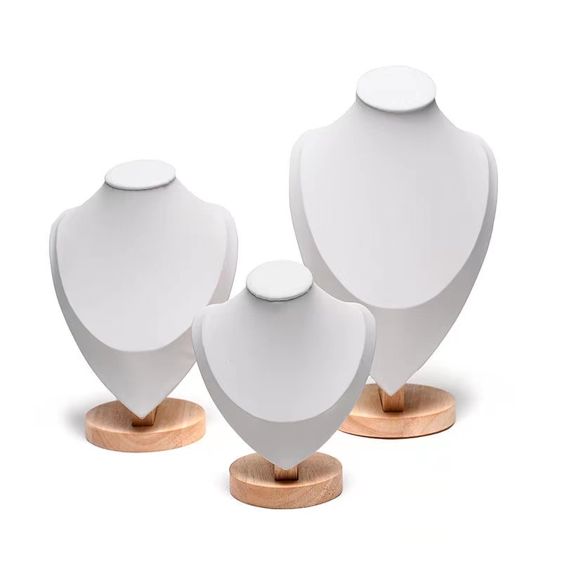 High Quality Jewlery Organizer Display Stand Wooden Base Necklaces Bust Chain Choker Holder Mannequin for Shop Showcase Decorate