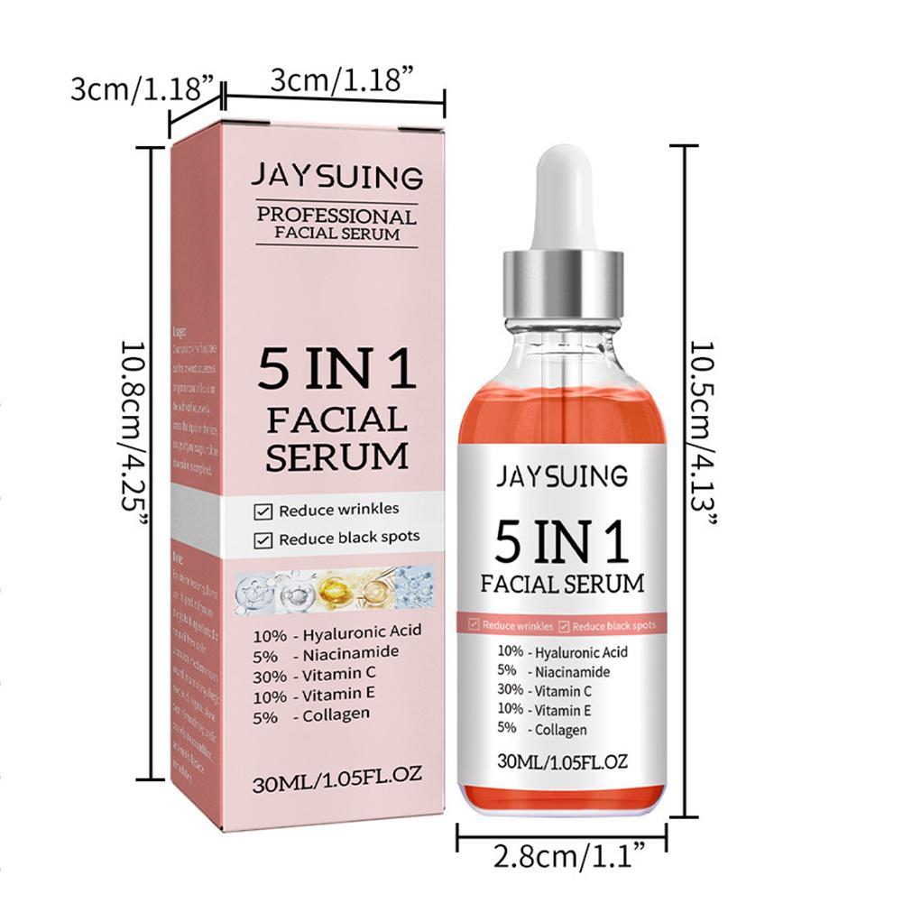 1pcs 30ml 5 In 1 Face Serum Moisturizing Hyaluronic Acid Vitamin C Facial Serum smoothing Brightening Skin Care