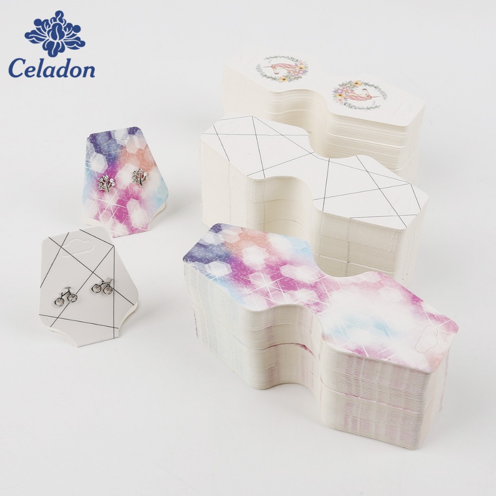 New Arrival 100pcs 4.5x10.8cm Colorful Paper Cards Printing Jewelry Necklace Bracelet Hang Tag Jewelry Display Cards Label Tag