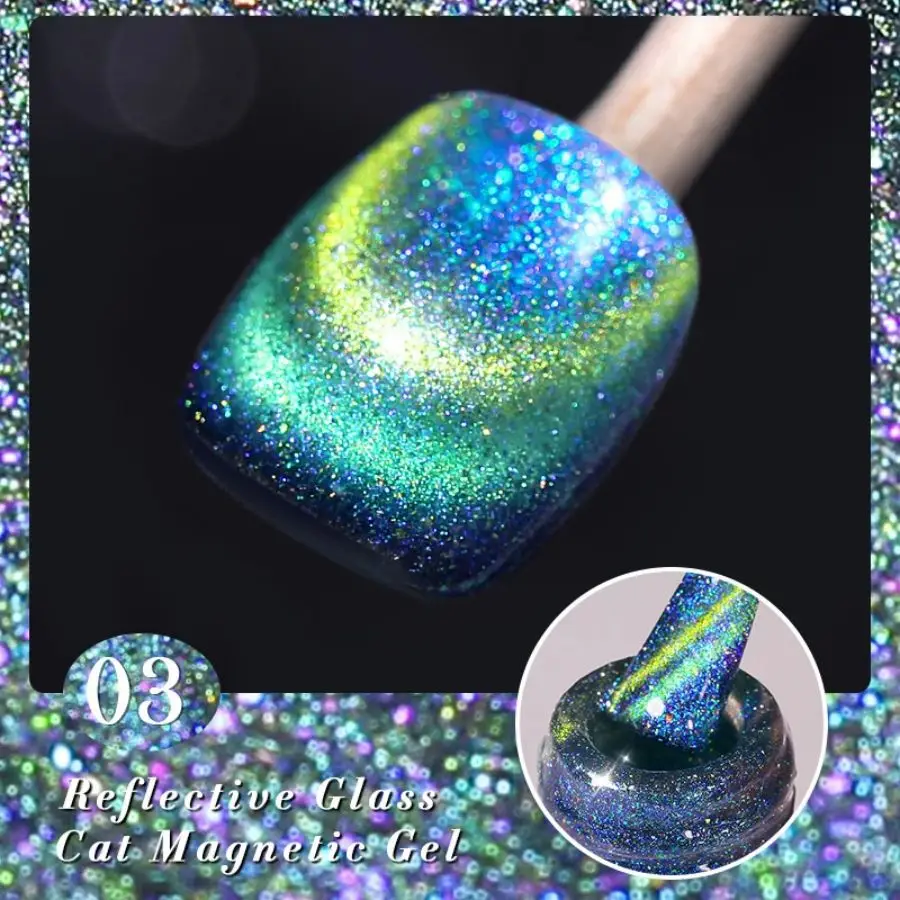 Reflective Sparkling Gel Nail Polish Phantom Flowing Sand Double Light Cat Magnetic Gel Polish Permanent Uv Top Coat Nail Art