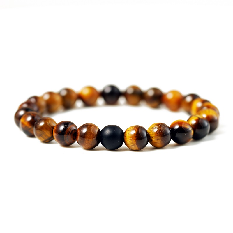 Set Bracelet Couples Distance Black White Natural Lava Stone Tiger Eye Beaded Yoga Bracelets for Men Women Elastic Rope Jewelry