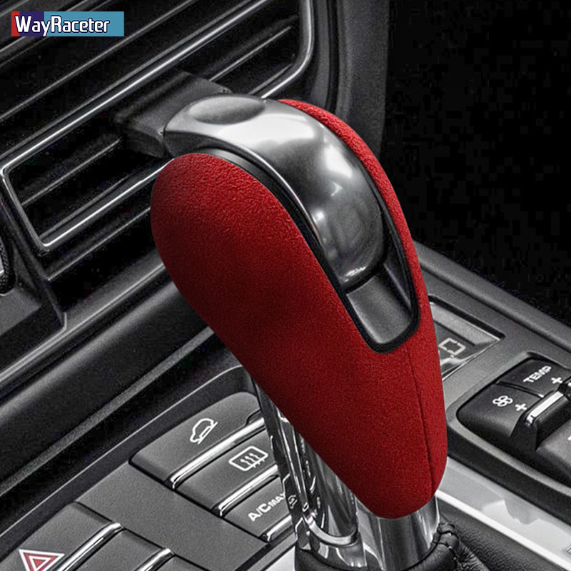 Ultrasuede Top Suede Wrap Gear Shift Knob Trim Cover For Porsche Macan 95B Panamera 970 718 911 Boxster Cayman Accessories